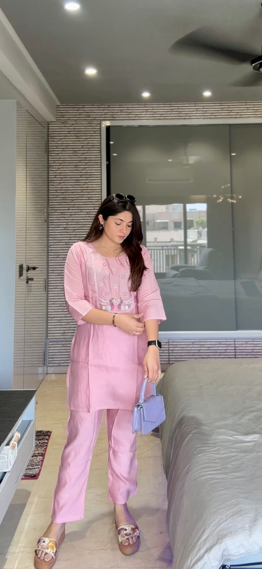 Muslin pink coordset
